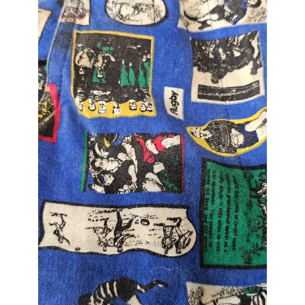 Vintage Crazy Horse 2 Piece Pant Set Womens Size 8 Rugby Comic Print Denim 90s - Picture 9 of 16